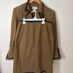 Elegant Brown Women's Jacket with Fringe Detail